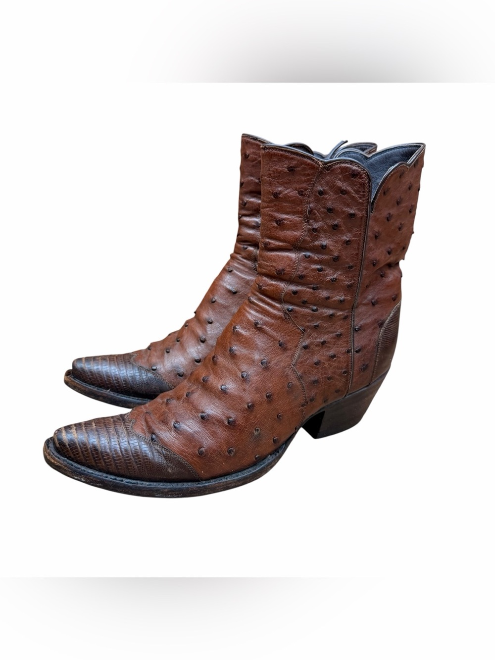 Stallion Boot size 6 Ostrich & Caiman Zorro Ankle  Tobacco Western Boots